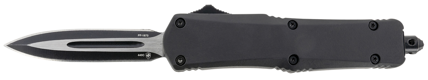 Templar Knife SBR131 Gen II Small 2.69″ OTF Dagger Plain Black Oxide Stonewashed 440C SS Blade, 4.31″ Black Aluminum/Rubber Handle, Glass Breaker