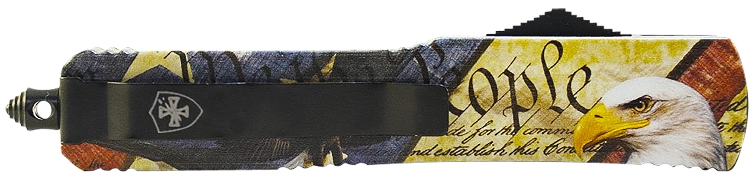 Templar Knife SEG332 Gen II Eagle Small 2.69″ OTF Drop Point Plain Powder Coated 440C SS Blade, 4.31″ Eagle w/”We The People” Aluminum Handle, Glass Breaker