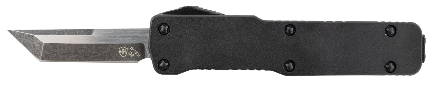 Templar Knife CABR221 Premium LW Micro 1.85″ OTF Tanto Plain Black Oxide Stonewashed D2 Steel Blade, 3.50″ Black Aluminum Handle, California Legal