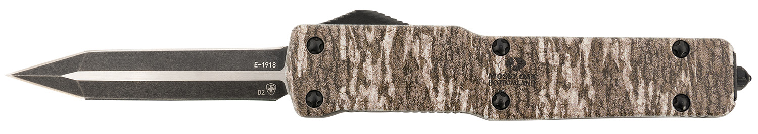 Templar Knife MAMOB121 Premium LW Slim 3.16″ OTF Dagger Plain Black Oxide Stonewashed Powder Coated D2 Steel Blade, 4.93″ Mossy Oak Bottomland Aged Aluminum Handle