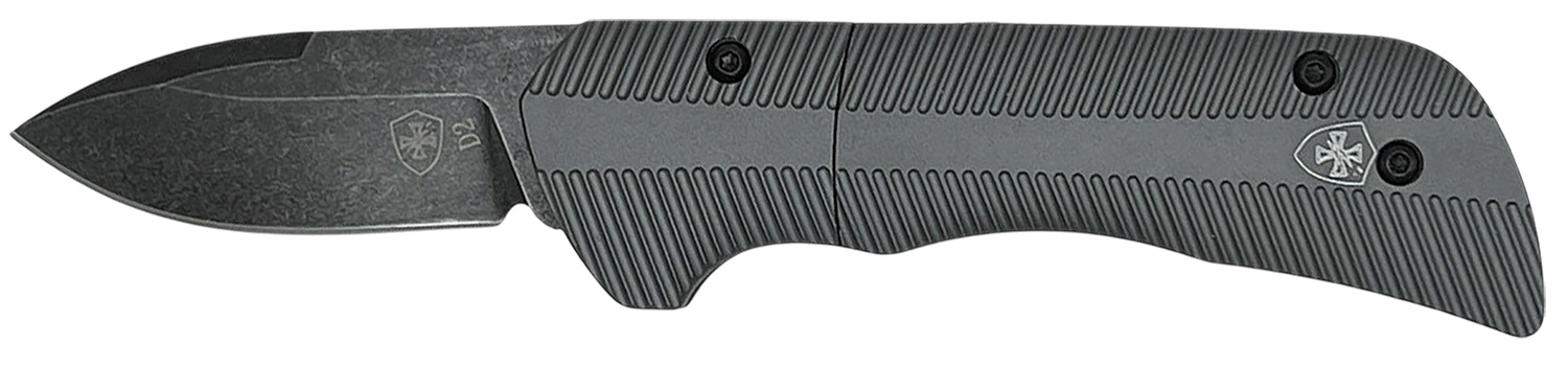 Templar Knife Cali Auto Assist 1.90″ Folding Drop Point Plain Cali D2 Steel Blade, 3.56″ Gunmetal Anodized Aluminum Handle