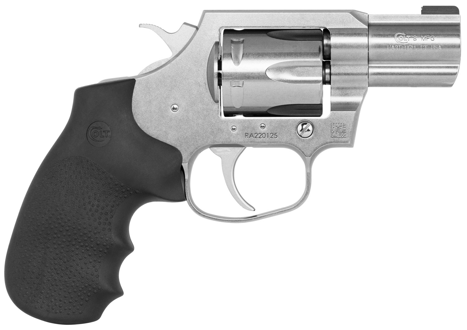Colt Mfg KCOBRASB2BBS King Cobra Carry 357 Mag 6 Shot 2″ DA/SA Brushed Stainless Steel Barrel, Cylinder & Frame, Black Hogue Rubber w/Finger Grooves Grip