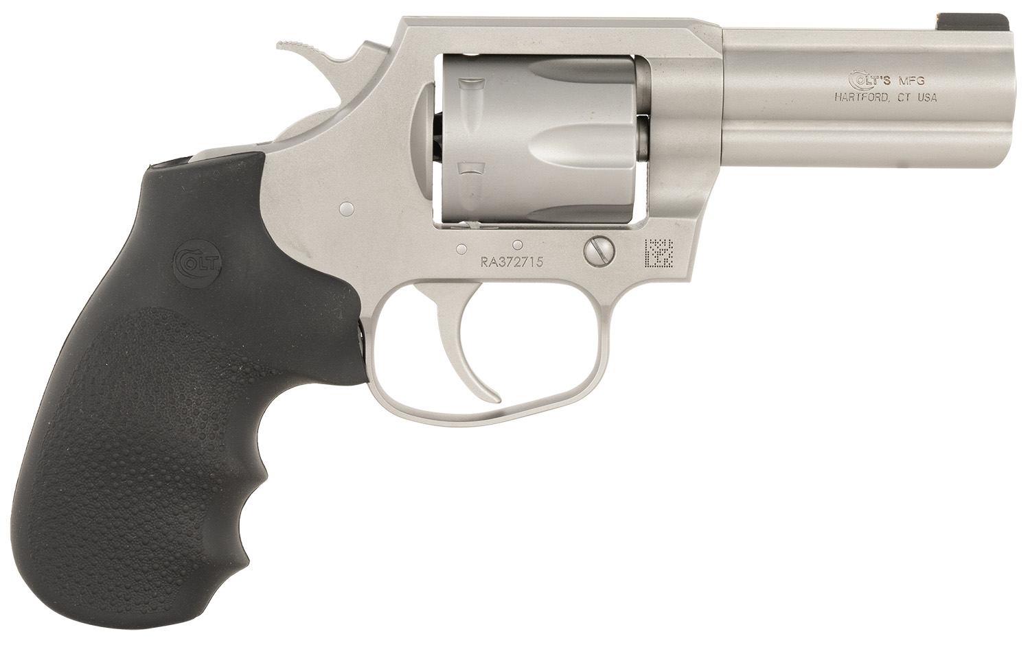 Colt Mfg KCOBRASM3BB King Cobra Small 357 Mag 6 Shot 3″ Matte Stainless Steel Barrel, Cylinder Frame, Black Hogue Overmolded Grips, Exposed Hammer