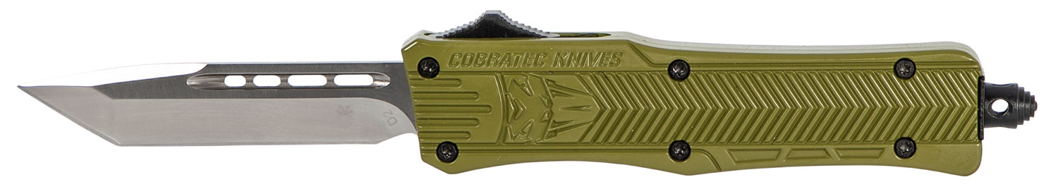 CobraTec Knives SODCTK1STNS CTK-1 Small 2.75″ OTF Tanto Plain D2 Steel Blade/OD Green Aluminum Handle Features Glass Breaker Includes Pocket Clip