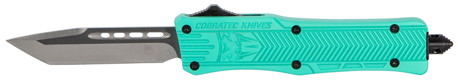 CobraTec Knives STFCTK1STNS CTK-1 Small 2.75″ OTF Tanto Plain D2 Steel Blade/Tiffany Blue Aluminum Handle Features Glass Breaker Includes Pocket Clip