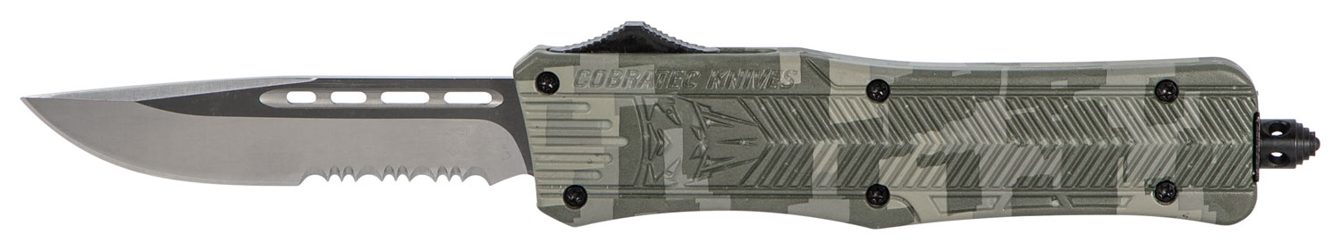 CobraTec Knives MADCCTK1MDS CTK-1 Medium 3″ OTF Part Serrated D2 Steel Blade Army DigiCamo Aluminum Handle Features Glass Breaker Includes Pocket Clip