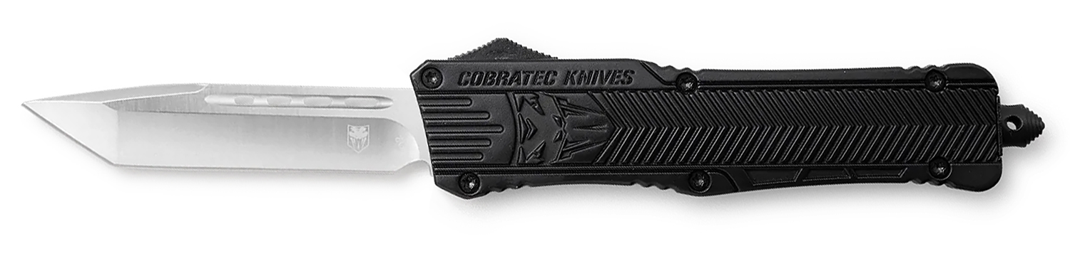 CobraTec Knives LBCTK1LTNS CTK-1 Large 3.25″ OTF Tanto Plain D2 Steel Blade/Black Aluminum Handle Features Glass Breaker Includes Pocket Clip