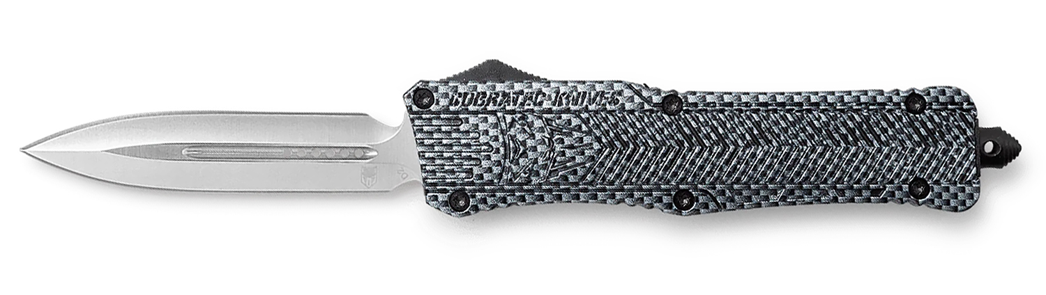 CobraTec Knives LCFCTK1LDNS CTK-1 Large 3.75″ OTF Drop Plain D2 Steel Blade/Carbon Fiber Aluminum Handle Features Glass Breaker Includes Pocket Clip