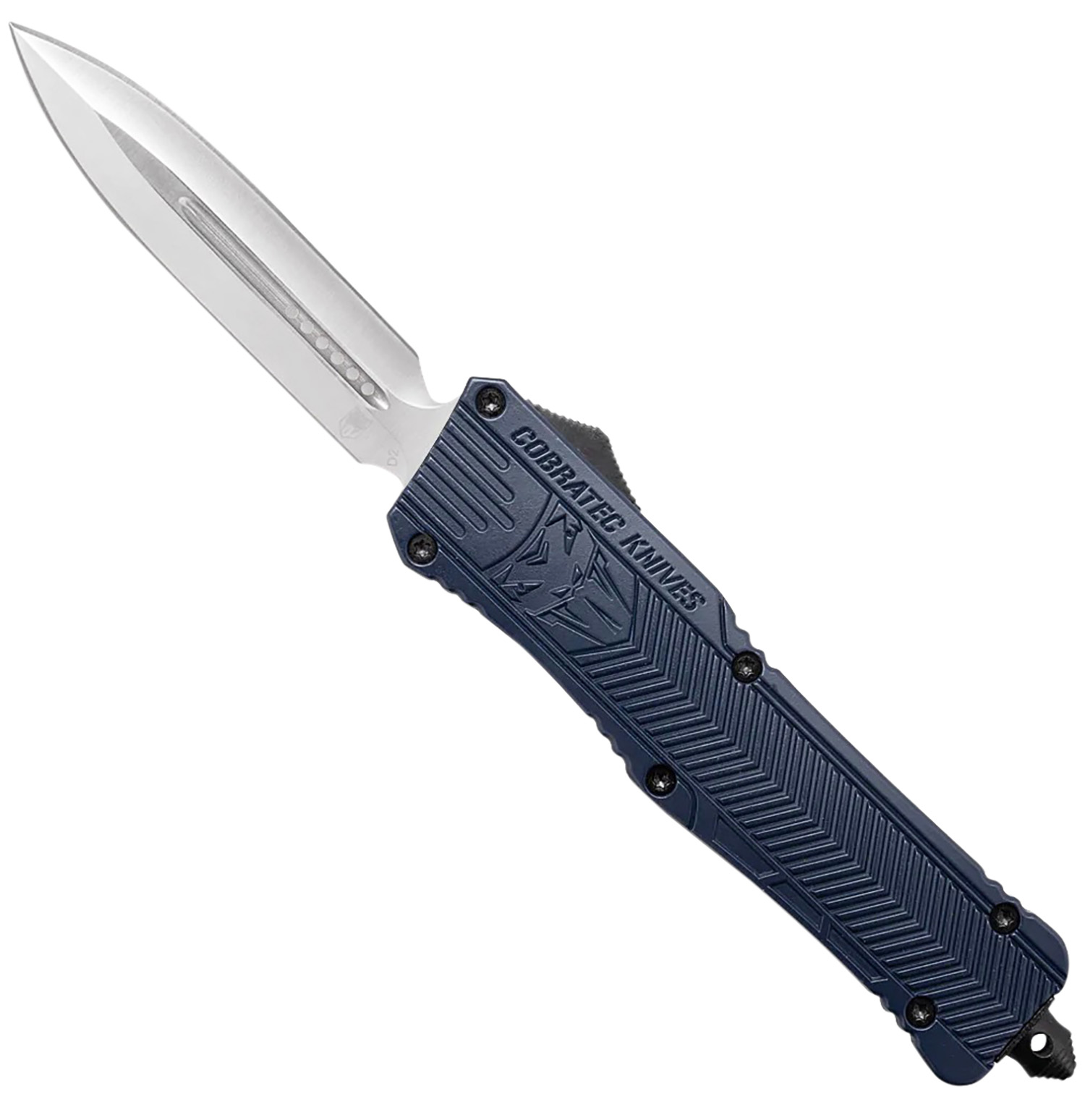 CobraTec Knives LNYCTK1DAGNS CTK-1 Large 3.75″ OTF Dagger Plain D2 Steel Blade/NYPD Blue Aluminum Handle Features Glass Breaker Includes Pocket Clip