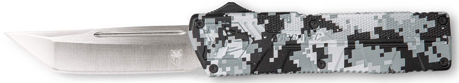 CobraTec Knives WDCCTLETNS Lightweight 3.25″ OTF Tanto Plain D2 Steel Blade/Winter Digi Camo Aluminum Handle Includes Pocket Clip