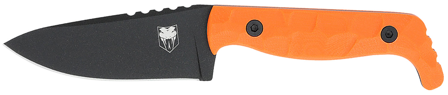 CobraTec Knives CTKPORG KingPin  EDC 4″ Fixed Drop Point Plain Black Powder Coated D2 Steel Blade, 4″ Blaze Orange Textured G10 Scales Handle