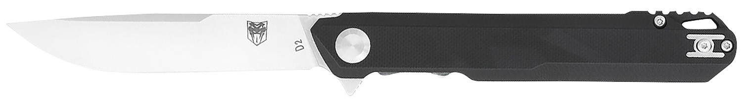 CobraTec Knives CTMONBLK Monarch 3.50″ Folding Plain Satin D2 Steel Blade, 4.75″ Black G10 Handle
