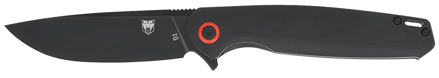 CobraTec Knives CTRATHBLK Rath EDC 3.50″ Folding Plain Black D2 Steel Blade, 4.50″ Black G10 Handle