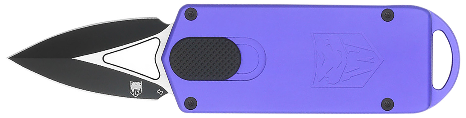 CobraTec Knives CTASPPUR ASP 1.94″ OTF Dagger Plain D2 Steel Blade, 3.31″ Purple Aluminum Handle
