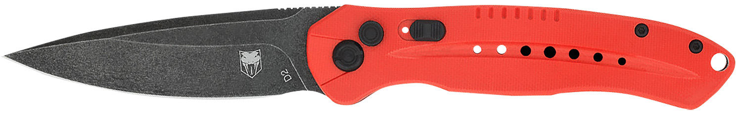 CobraTec Knives REDDIABLOAUTO Diablo 3.50″ Folding Black Stonewashed D2 Steel Blade, 4.75″ Red Textured G10 Scales Handle