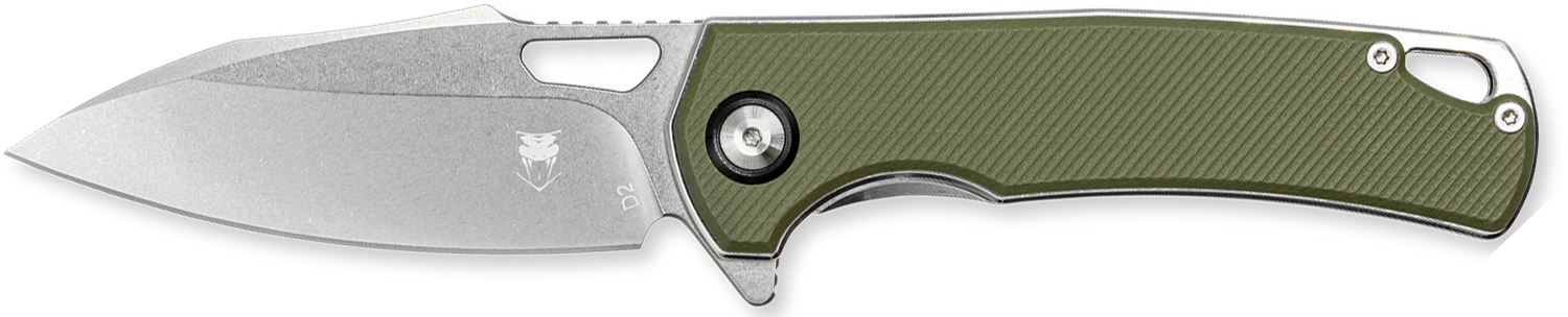 CobraTec Knives CTCLNHRBLK Wolverine  3.12″ OTF Drop Point Plain Satin TiCN D2 Steel Blade, 4.25″ Green Textured G10 Handle