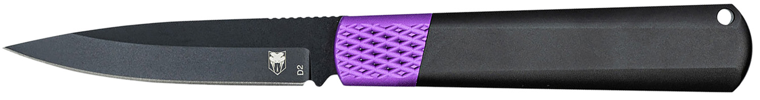 CobraTec Knives CTWOLVERINEBLK Gideon 3″ Folding Plain Black Stonewashed D2 Steel Blade, 4.25″ Black/Purple Aluminum Handle