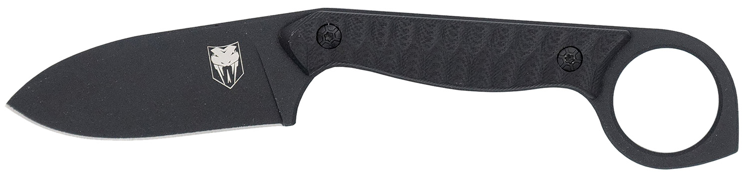 CobraTec Knives CTWLTBLK Wolfteeth EDC 2.75″ Folding Drop Point Plain Black 14C28N Steel Blade, 4.25″ Black Textured G10 Scales Handle