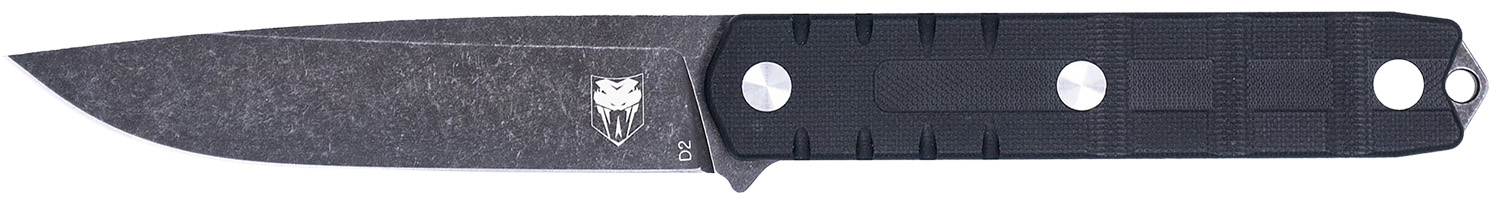 CobraTec Knives CTOWBLKDNS Outdoor Warrior 4.50″ Fixed Drop Point Plain Stonewashed D2 Steel Blade, 4.75″ Black Textured G10 Scales Handle