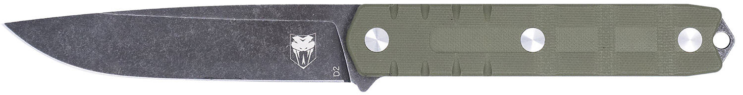 CobraTec Knives CTOWODGDNS Outdoor Warrior 4.50″ Fixed Drop Point Plain Stonewashed D2 Steel Blade, 4.75″ OD Green Textured G10 Scales Handle
