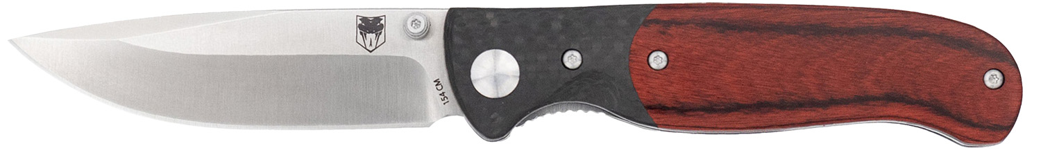 CobraTec Knives CTBRN Baron EDC 3.25″ Folding Drop Point Plain Satin 154CM SS Blade, 4.25″ Carbon Fiber/Pakkawood Handle