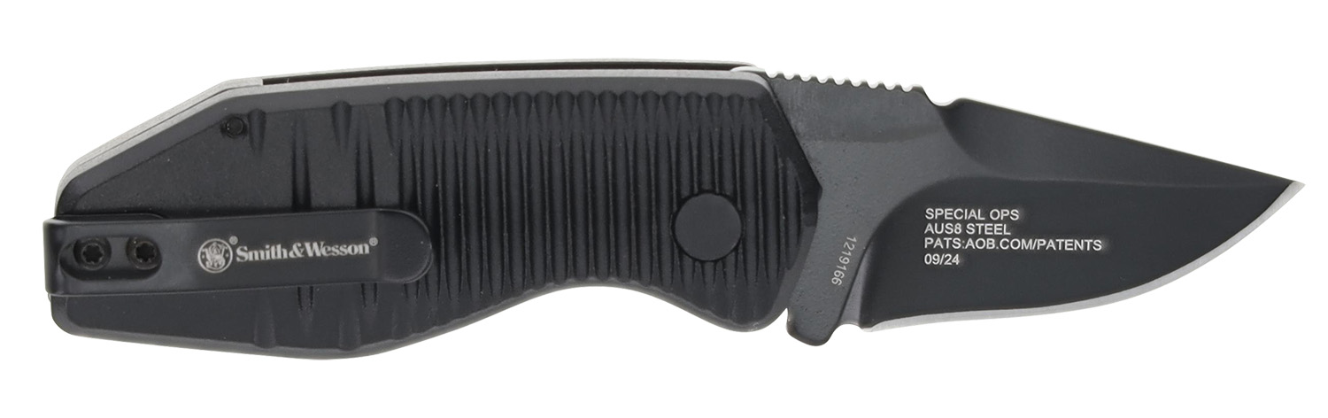 Smith & Wesson Knives 1219165 Special Ops Mini 1.90″ Folding Drop Point Plain AUS-8A SS Blade Aluminum Handle