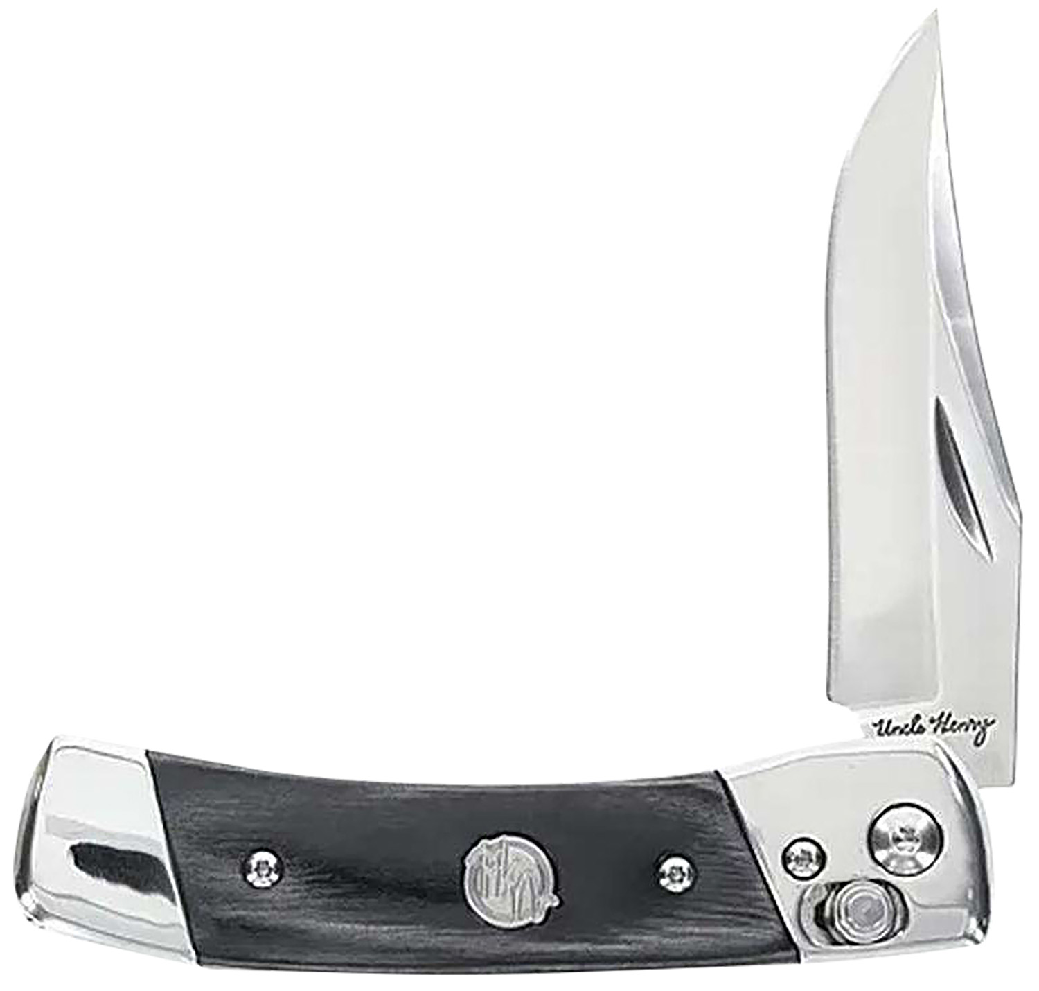 Uncle Henry 1222001 Smokey 2.90″ Folding Plain 7Cr17MoV SS Blade, Black/SS Wood Laminate Handle