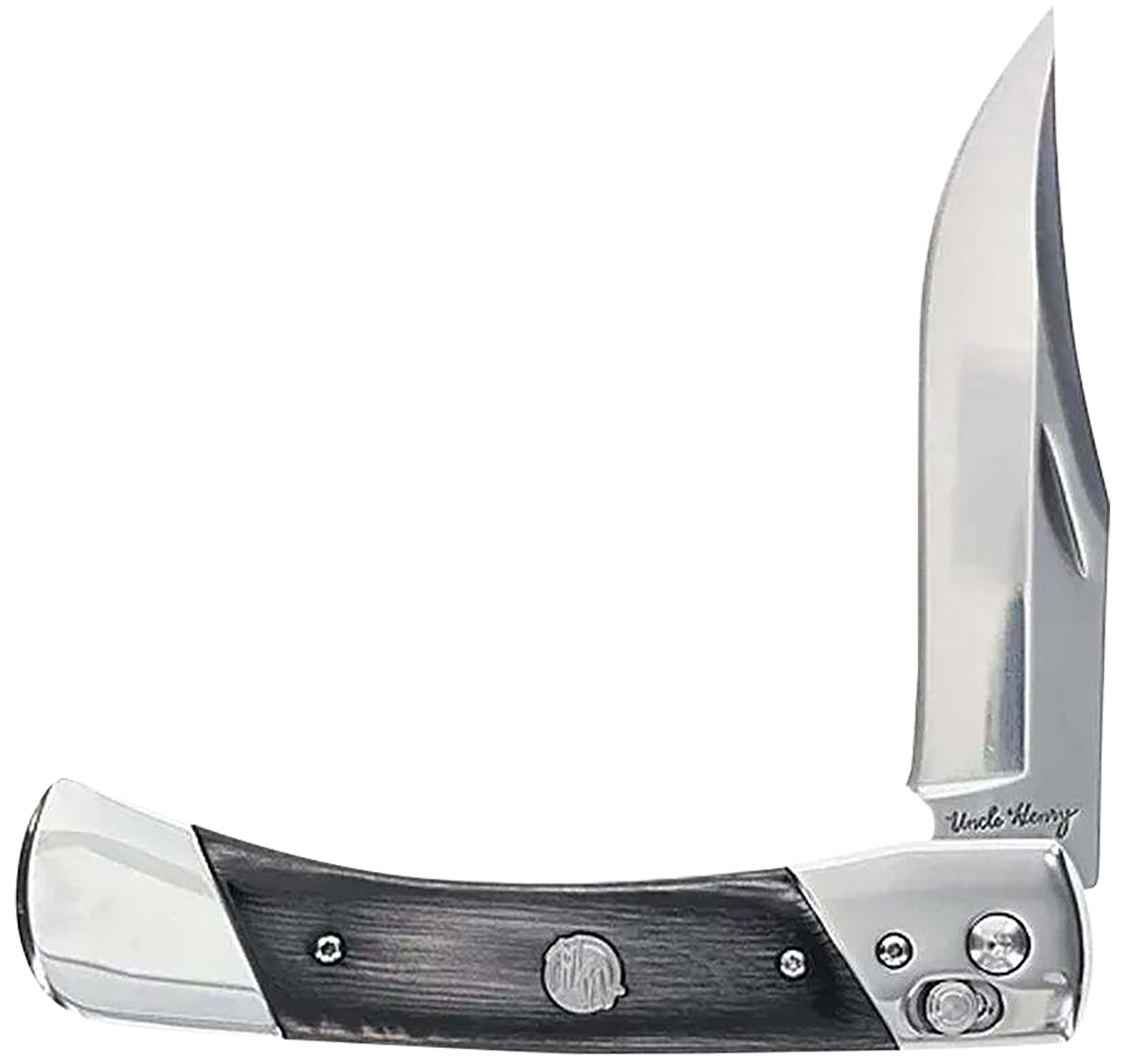 Uncle Henry 1222013 Bear Paw  3.80″ Folding Plain 7Cr17MoV SS Blade, Black/SS Wood Laminate Handle