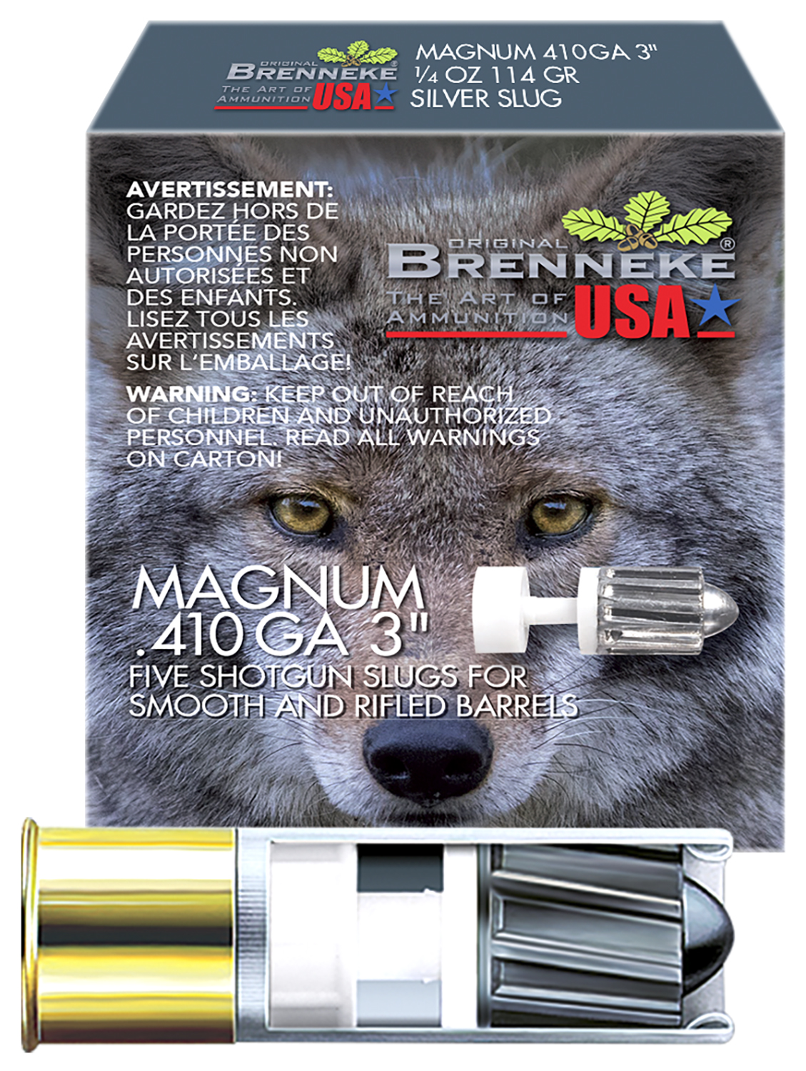 Brenneke SL4103M Magnum 410Gauge 3″ 1/4oz Slug Shot 5 Per Box/90 Case