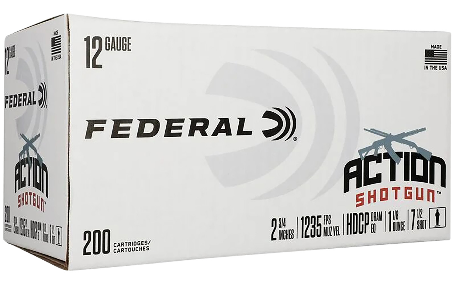 Federal AS12H75 Action Shotgun 12Gauge 2.75″ 1 1/8oz 7.5Shot 200 Per Box/1 Case