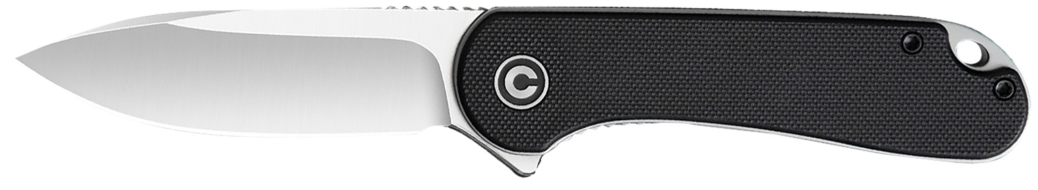 Civivi Knives C907A Elementum 2.96″ Folding Plain Satin D2 Steel Blade, 4.03″ Black Textured G10 Handle