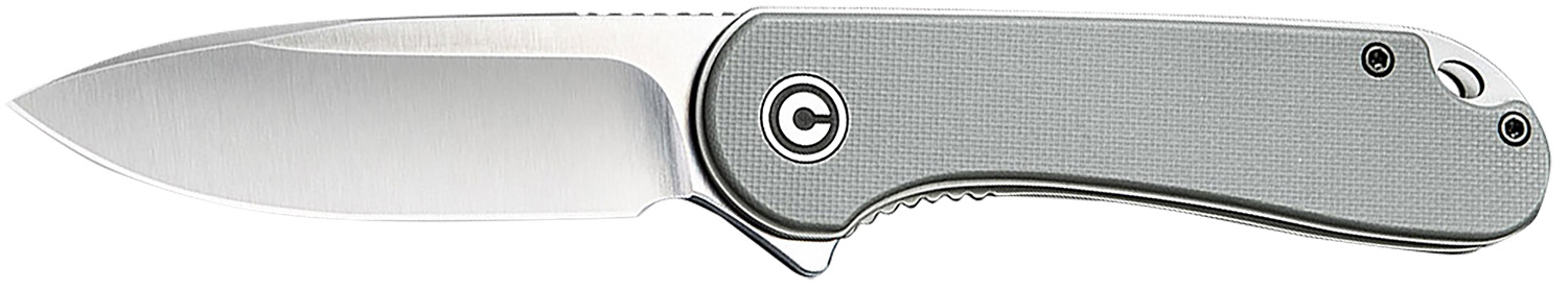 Civivi Knives C907B Elementum 2.96″ Folding Tanto Plain Black Stonewashed D2 Steel Blade, 4.03″ Gray Textured Micarta Handle