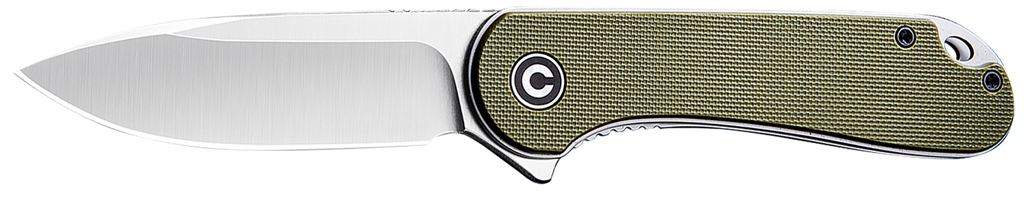 Civivi Knives C907E Elementum 2.96″ Folding Plain Satin D2 Steel Blade, 4.03″ Green Textured G10 Handle
