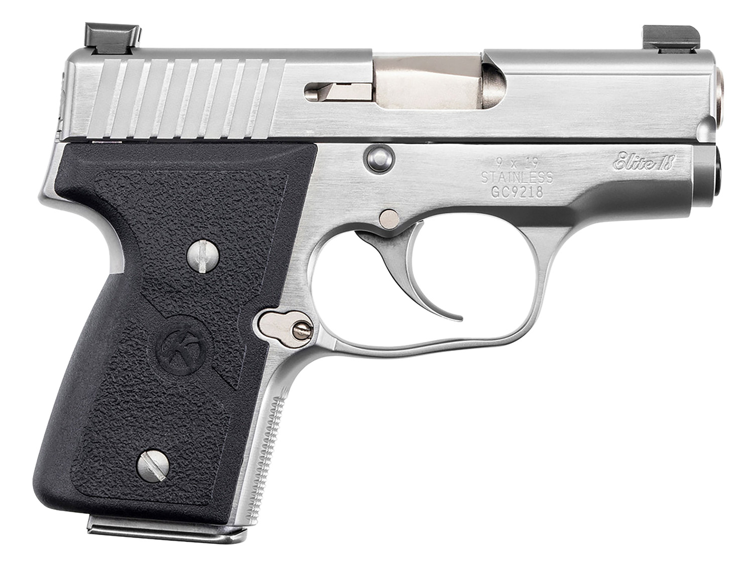Kahr Arms M9098NA MK Elite *CA Compliant 9mm Luger Caliber 3″ Barrel 6+1/7+1, Stainless, Black Grip
