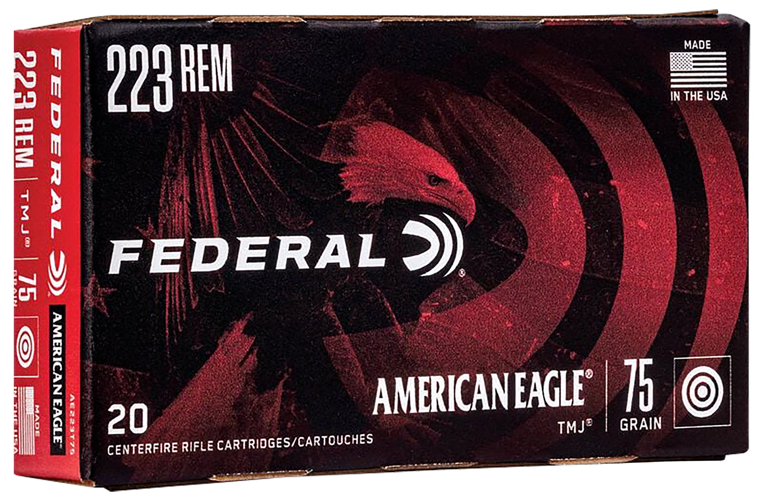 Federal AE223T75 American Eagle Rifle 223Rem 75gr Total Metal Jacket 20 Per Box/25 Case