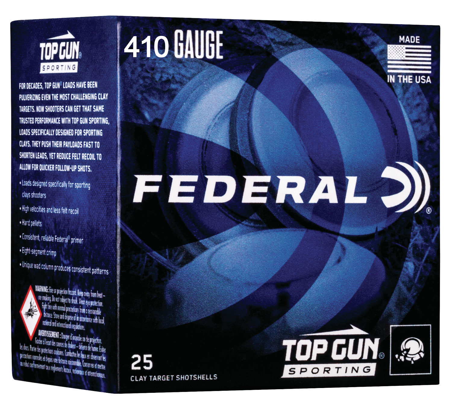 Federal TGS412149 Top Gun 410Gauge 2.50″ 1/2oz 9Shot 25 Per Box/10 Case
