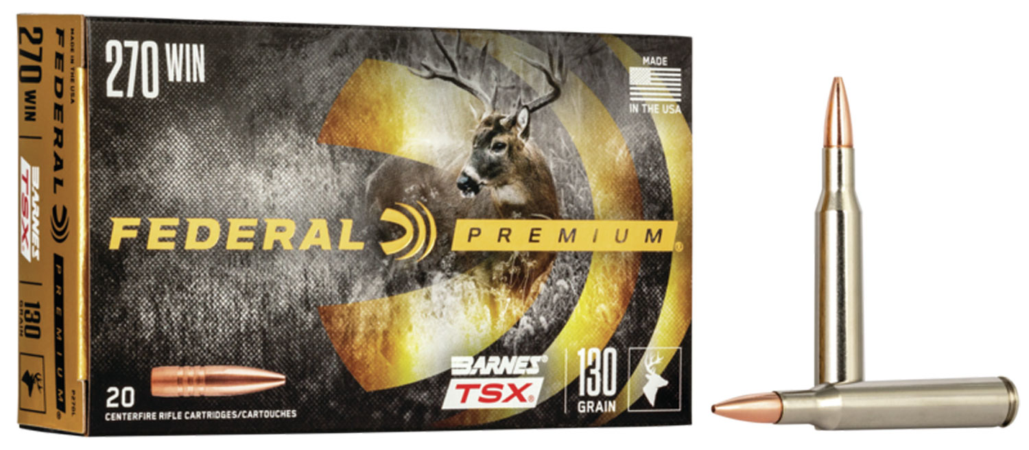 Federal P270L Premium 270Win 130gr Barnes TSX 20 Per Box/10 Case
