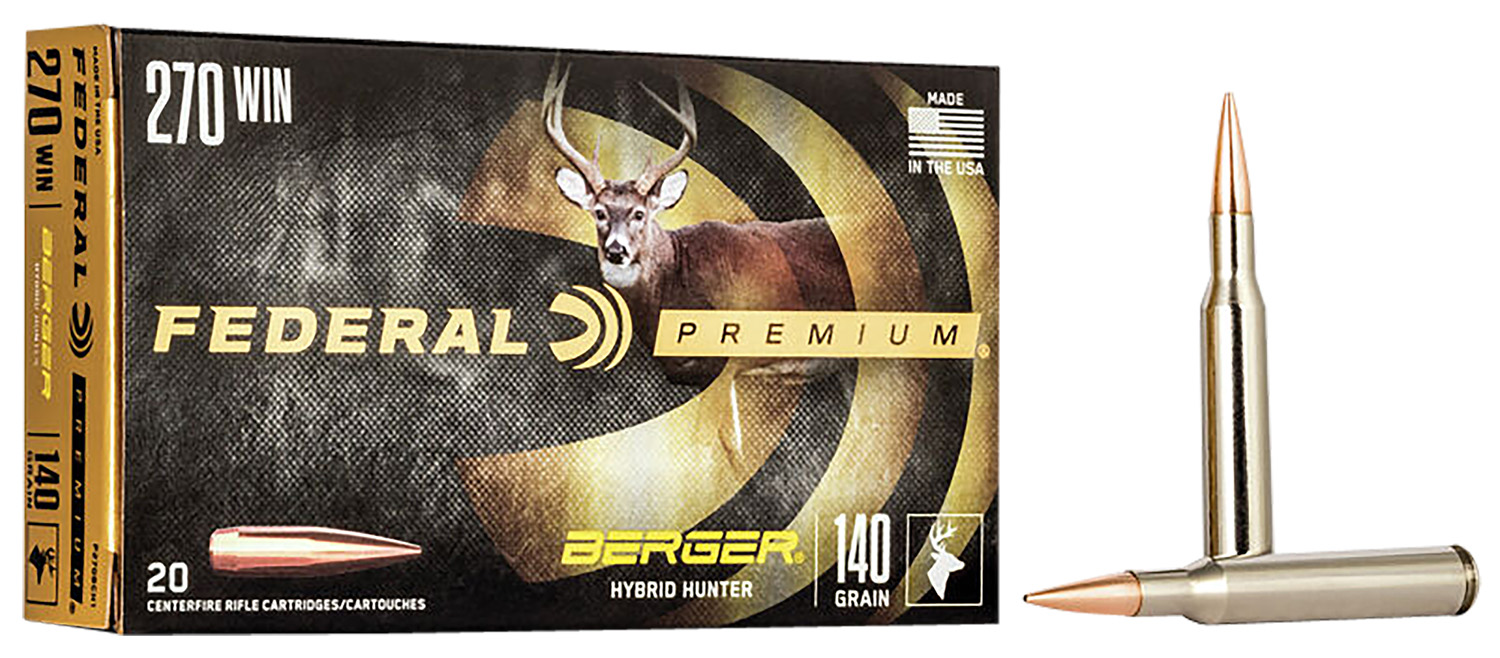 Federal P270BCH1 Premium  270Win 140gr Berger Hybrid Hunter 20 Per Box/10 Case