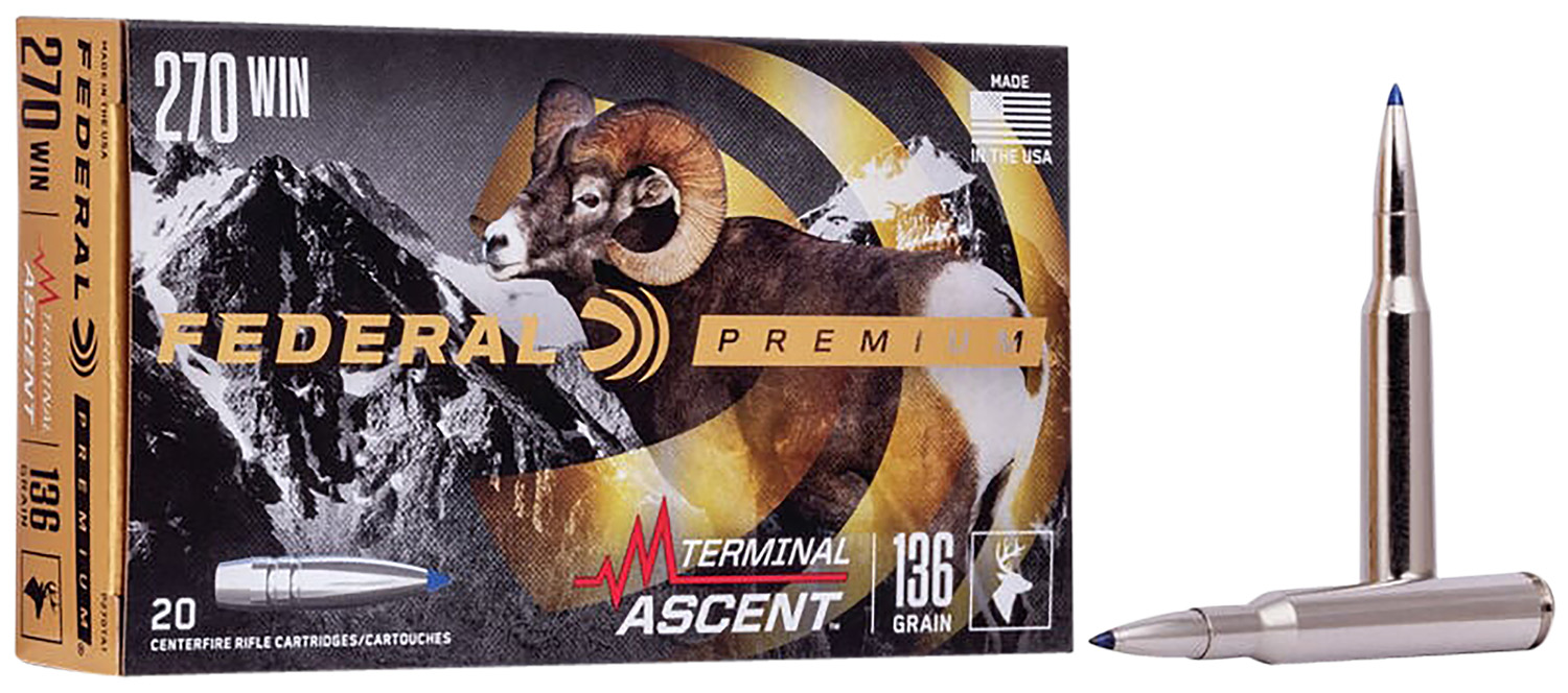 Federal P270TA1 Premium Terminal Ascent 270Win 136gr 20 Per Box/10 Case