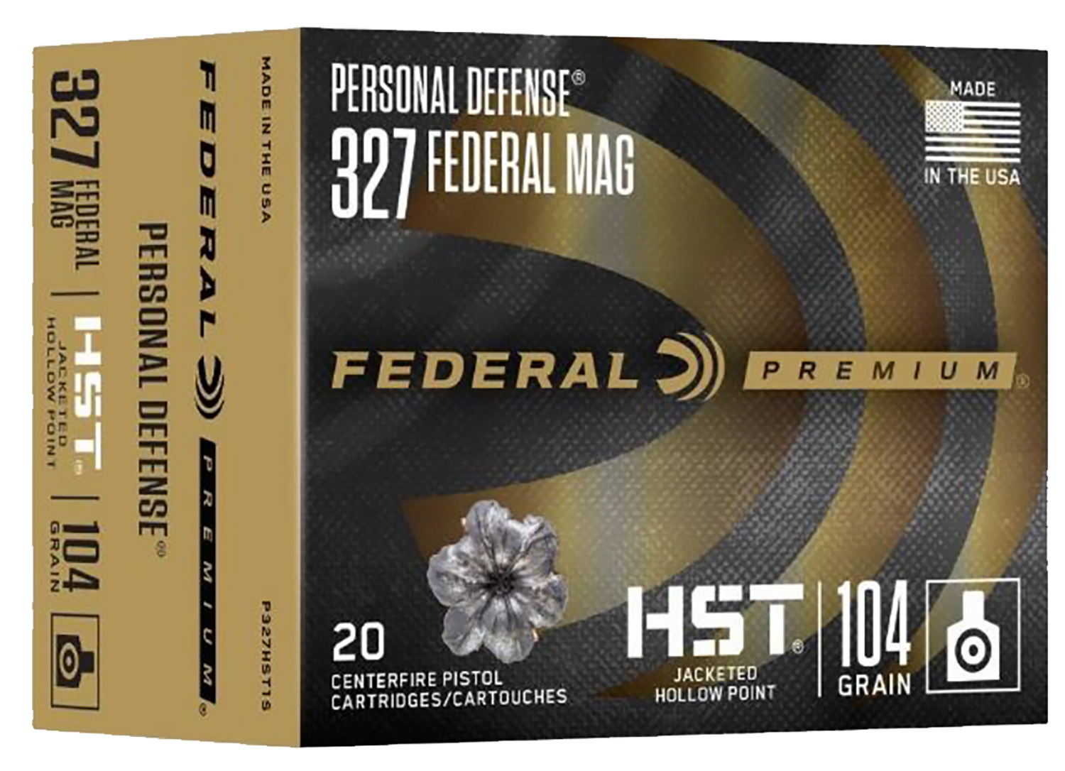 Federal P327HST1S Premium Personal Defense 327FederalMag 104gr Jacketed Hollow Point 20 Per Box/10 Case