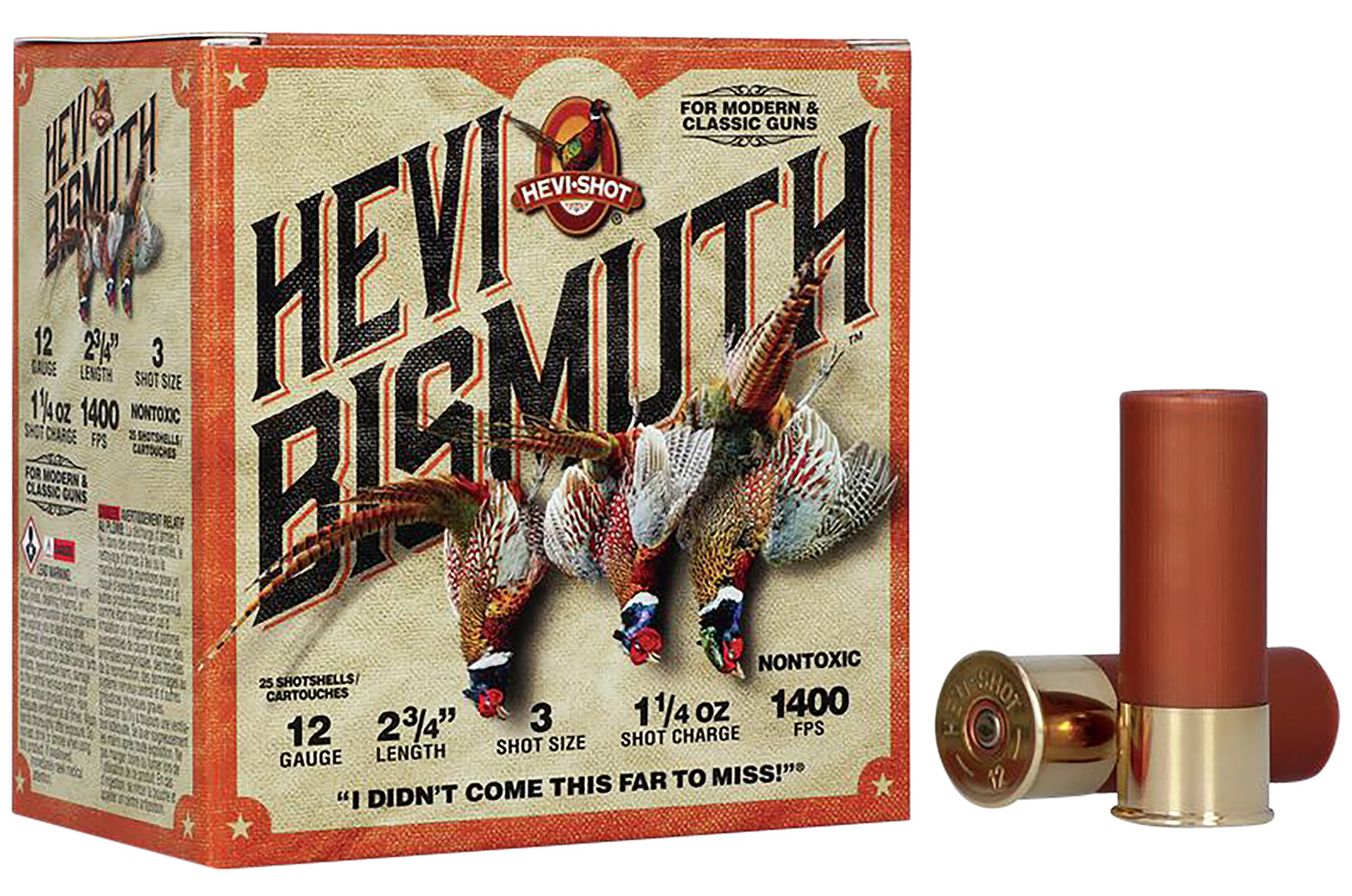 HEVI-Shot HS14713 HEVI-Bismuth Upland 12Gauge 2.75″ 1 1/4oz Bismuth 3Shot 25 Per Box/10 Case