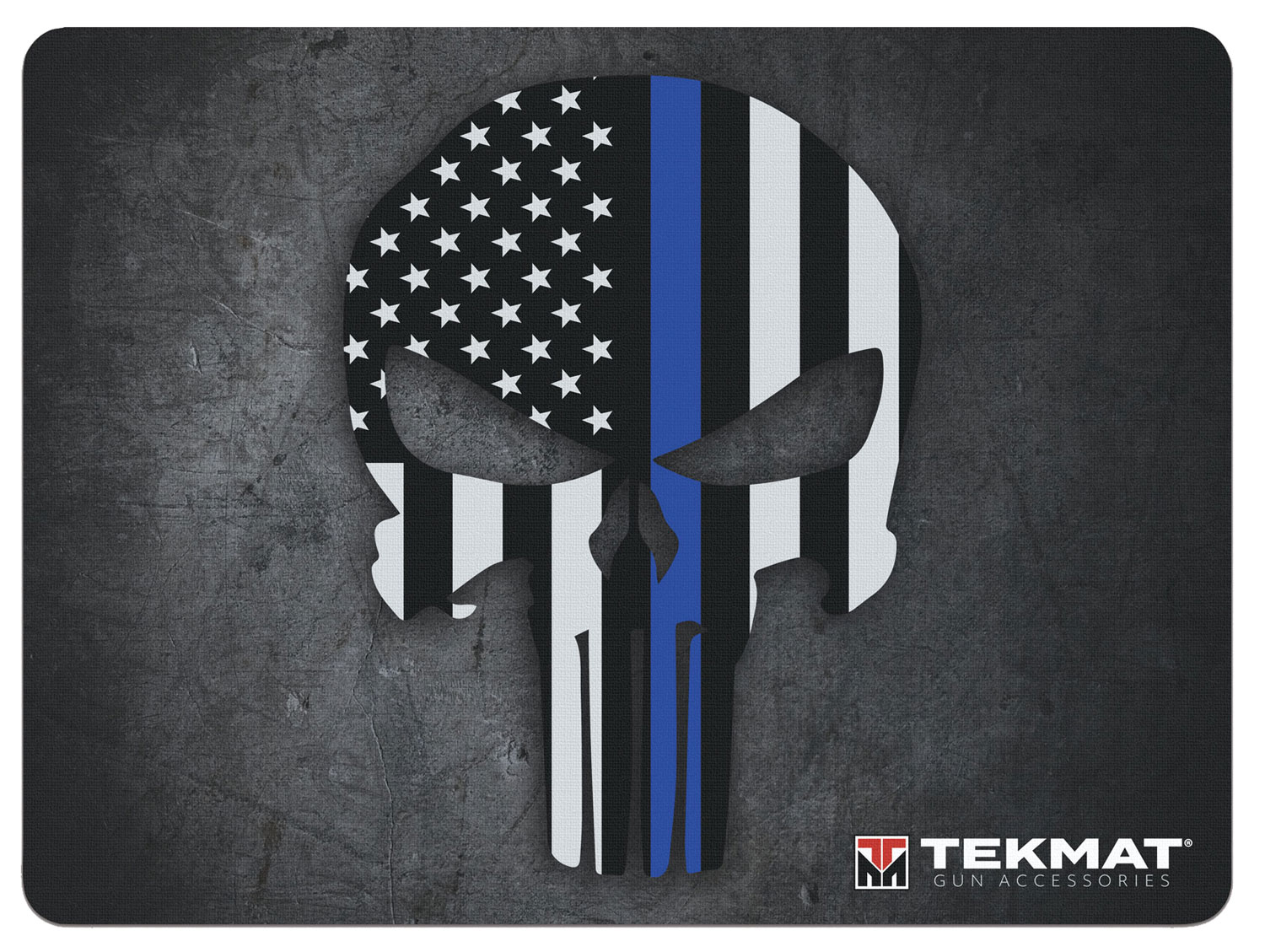 TekMat TEKR20PUNISHER Ultra 20 Cleaning Mat Black/White/Blue Rubber 15″x20″ Blue Line Punisher Skull