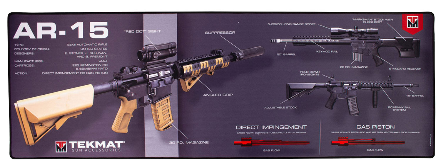 TekMat TEKR44AR15WPD AR-15 Ultra 44 Cleaning Mat Multi-Color Rubber 15″x44″ AR-15 Weapons Platform