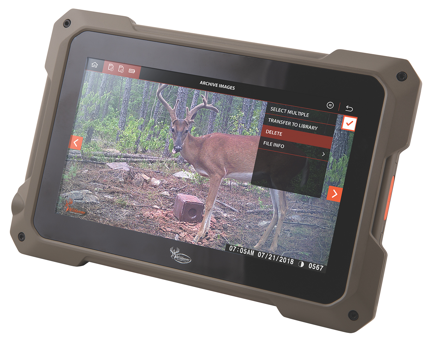 Wildgame Innovations WGIVW0009 Trail Pad SD Card Viewer Brown 7″ Touchscreen 32GB x 2