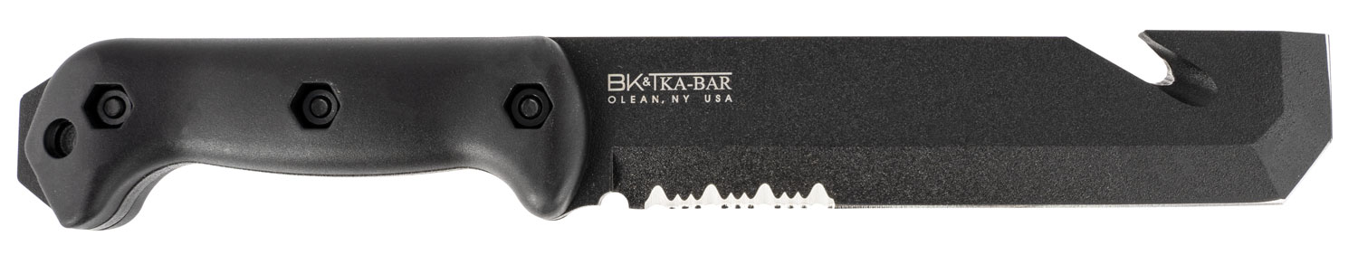 Ka-Bar BK3 Becker Tac Tool 7″ Fixed Chisel w/Wire Cutter Part Serrated Black 1095 Cro-Van Blade, Black Ultramid Handle, Includes Sheath