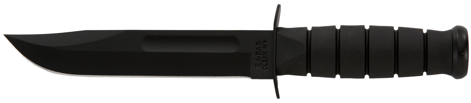 Ka-Bar 1211 Fighting/Utility  7″ Fixed Clip Point Plain Black 1095 Cro-Van Blade, Black Kraton G Handle, Includes Sheath