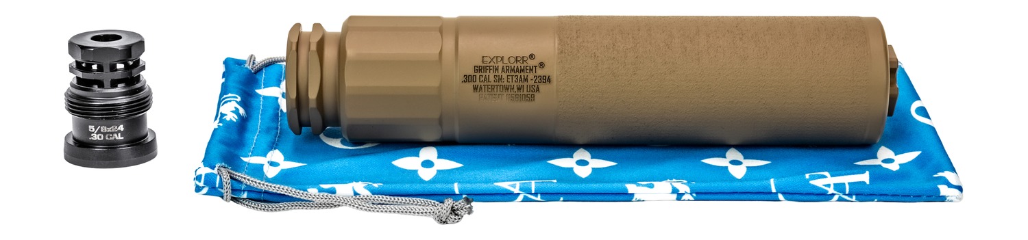 Griffin Armament GAET3FDEAM-W Explorr 300 Blackout Flat Dark Earth Stainless Steel/Nickel 5/8″x24