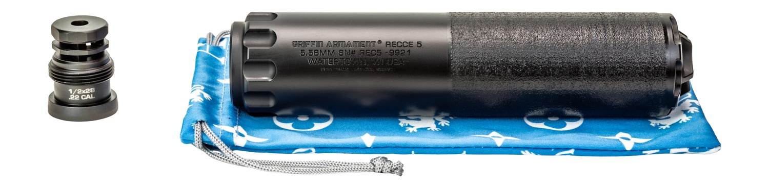 Griffin Armament GAREC5AM-W 5 RECCE 5.56mm 1.50″ Black Stainless Steel 1/2″x28