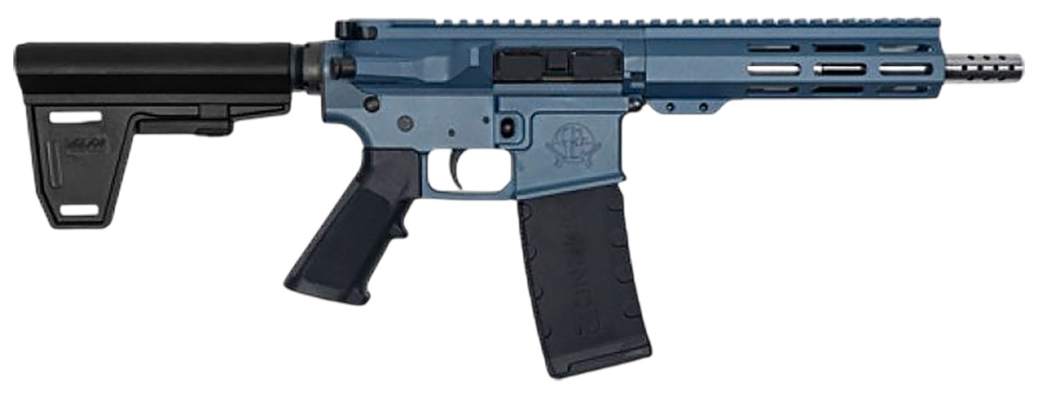 Great Lakes Firearms GL15223SSPBBLU AR-15 223 Wylde 30+1 7.50″ Black Nitride Threaded Barrel, M-LOK Handguard, Blue Titanium Cerakote Aluminum Receiver w/Picatinny Rail, Black Polymer Mil-Spec Grip