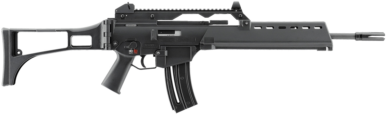 HK 81000995 G36 22 LR 10+1 18.13″ Black Barrel w/Flash Suppressor, Black Receiver w/Picatinny Rail, Black Folding Synthetic Stock, Black Polymer Grip
